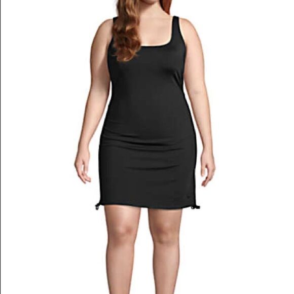 Land’s End Plus Regular size Swimsuit adjustable one piece dress panty Black Var - Picture 4 of 6